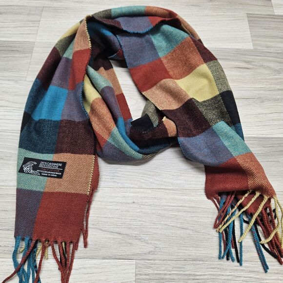 Multicolored Plaid Checker Cashmere Viscose Scarf - Picture 4 of 5